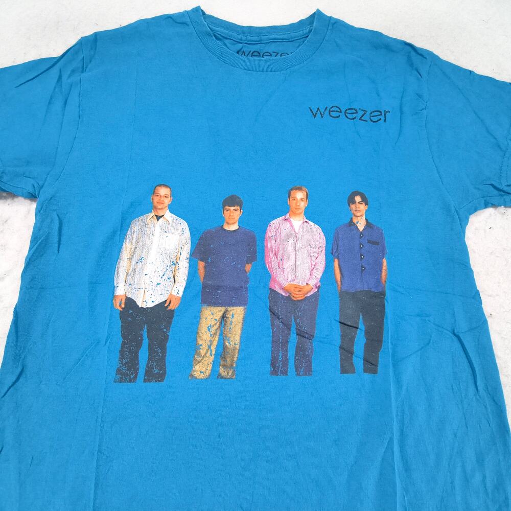 Weezer Band Crew Neck Graphic Short Sleeve T-Shirt Mens Size Small S Blue